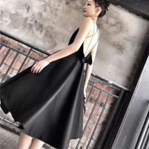 Black midi evening party dress high fashion